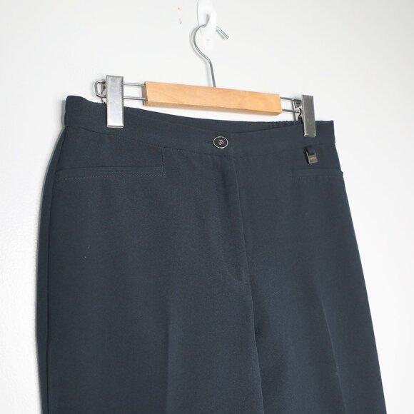 Vintage Laura Trouser Pants Navy Blue Office Workwear 90s Y2K Elastic Waist Sz 6 - Picture 12 of 12